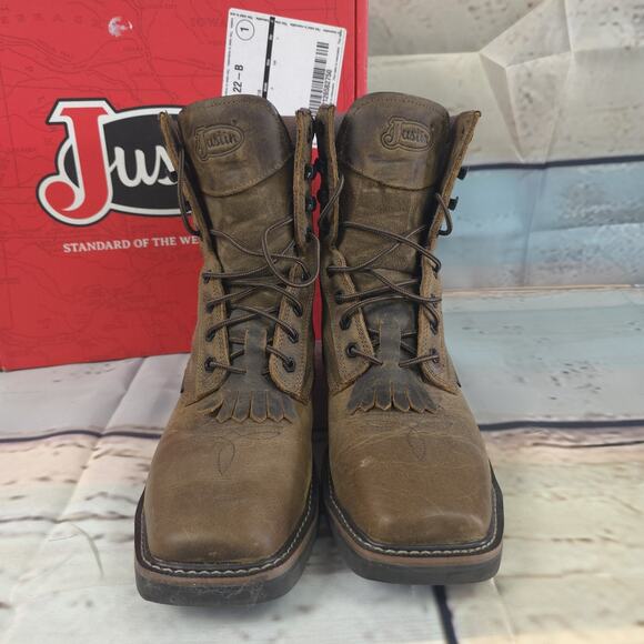 Justin Original Workboots 10 D Pulley 8 In Electrical Hazard Steel Toe Work main image 10